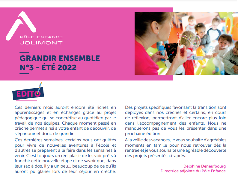 La newsletter Grandir Ensemble n°3 est disponible !