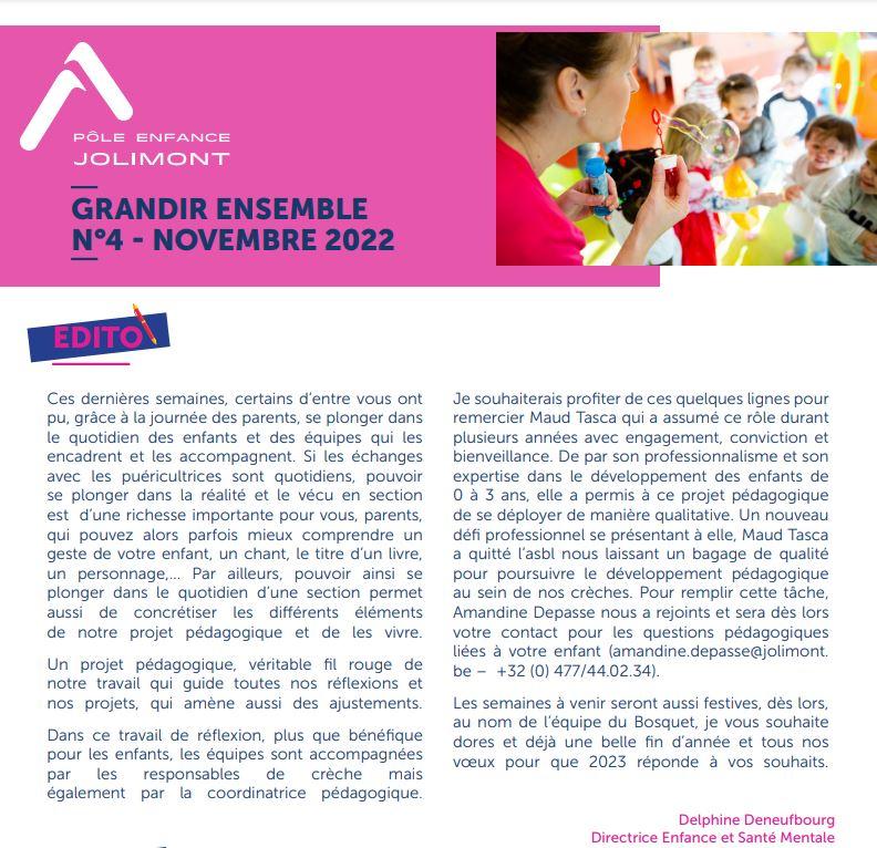 La newsletter Grandir Ensemble n°4 est disponible !